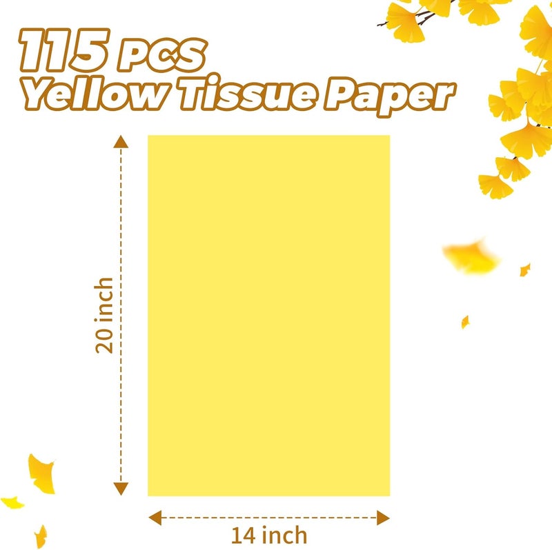 Simetufy Yellow Tissue Paper for Gift Bags, 115 Sheets 14 x 20 Inches Yellow Wrapping Paper, Gift Wrapping Tissue Paper Bulk for Crafts Mother's Day Fall Halloween Wedding Birthday Holiday Party Decor - Image 3